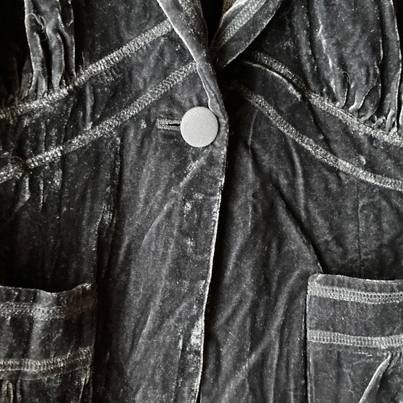 Blue AXCESS Jacket LIZ CLAIBORNE Blazer Steel Blue Gray Rayon Velvet Size 6 - Picture 5 of 9